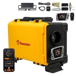 Sunster 8KW Dieselvarmer Luftvarmer 12V & 230V med LCD, Bluetooth, Fjernbetjening, Start/Stop & Ventilationsfunktion