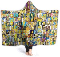 Plush Filt Pläd med Huva Simpson 150 cm x ca 125 cm