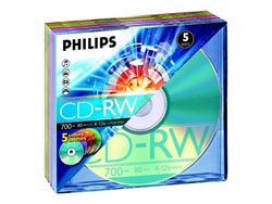 Philips - 5 x CD-RW - 700 MB (80 min) 4x - 12x - smalt cover