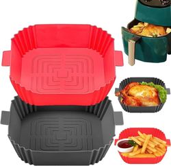2-pak Airfryer silikonekurv, grå, genanvendelig, non-stick, nem at rengøre