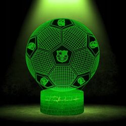 Natbordslampe til børn FC Barcelona Fodbold HERB 16 LED 3D + Fjernbetjening