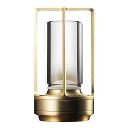 Trådløs LED-lampe | Oppladbar bordlampe i metalllykt gull