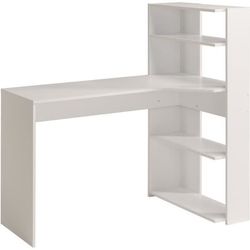 JUNI Modernt hörnskrivbord med vit dekor - L 122 cm