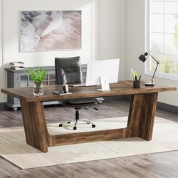 Tribesigns Datorbord, Skrivbord, 180 x 79 x 75 cm, Arbetsbord, Industriell Stil, Rustikbrun