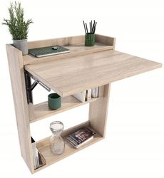 Sonoma Oak Foldable Desk Vægskrivebord til Kontor, Studie, Stue, MK
