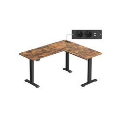 Hörnskrivbord – elektriskt – justerbart i höjdled – vintagebrun och bläcksvart