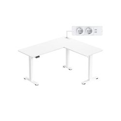 Hörnskrivbord elektriskt höj- och sänkbart moln vit-matt vit