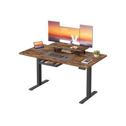 Skrivbord – Justerbart i höjdled – Monitorstativ och USB – Arbetsplats
