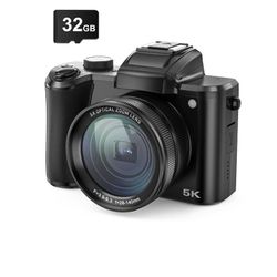 INF Digitalkamera (5k) med doble kameraer foran, autofokus, 32 GB-minnekort