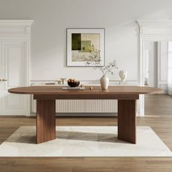 Utdragbart matbord 160/200 x 90 cm för 6–8 personer, rundade hörn, tjock bordsskiva, valnötsfärg
