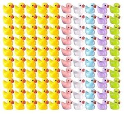200 stk Tiny Ducks Sett 6 Color Dekorasjon Realistisk form Slitesterk harpiks Bedårende Ender til Julebursdagsfest Barnas dag 100 stk