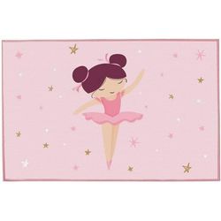 Matta - FUN HOUSE - Ballerina Dancer - 120 x 80 cm - Rosa - Rektangulär - Barn