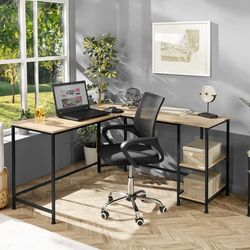 Skrivebord Hamilton 138x138x75,5cm - Industrielt lyst træ, egetræ Sonoma
