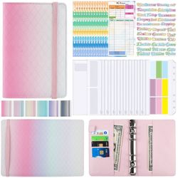 INF A6 PU-læderringbind budgetplanlægger - Gradient pink lilla grøn