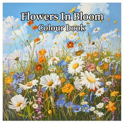 Malebok for voksne 24 sider 20x20 cm – Flowers in Bloom Blomstermotiv