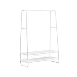 Tøjstativ, tøjstativ med 2 hylder, 6 S-formede kroge, stålramme, til soveværelset, skyhvid og mat hvid