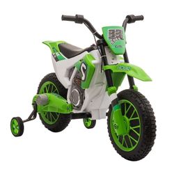 Rootz Børnemotorcykel - Elmotorcykel - 45 minutters køretid - Med træningshjul - Fra 3 år - Grøn + Hvid - 106,5 x 51,5 x 68 cm