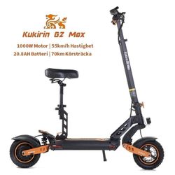 Kukirin G2 Max 1000W 20,8AH el-scooter, 55 km/t og 70 km rækkevidde, 10" dæk, hult design, justerbart teleskophåndtag
