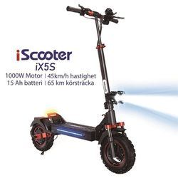 iScooter iX5S E-scooter 48V 15Ah Batteri 1000W Motor Max 25 km/h Hastighet K-scooter Anti-sladd Offroad Pneumatisk 11 tum