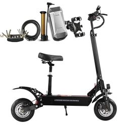 Boyueda Q7Pro vuxen 10'' elektrisk skoter med dubbel drivning, 19Ah batteri, 3200W motor, med säte, uthållighet: 60-70KM, dubbla stötdämpare.