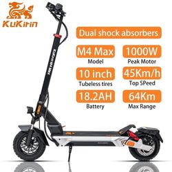 KuKirin M4 Max terrängskoter, 1000W motor, 18,2Ah batteri, 45 km/h, 64 km räckvidd, fjädring fram och bak