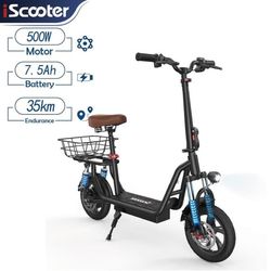 Elektrisk skoter iScooter i12, Motor 36V 7.5Ah Batteri 500 Motor, 12 tums däck, 25km/h
