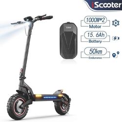 iScooter iX7 Pro elektrisk skoter, 2x1000W borstlös motor, 48V 17,5Ah batteri, maxhastighet 60 km/h, räckvidd 50 km