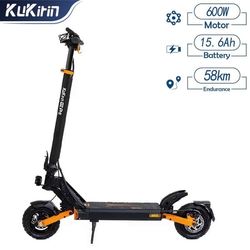 elektrisk skoter, KuKirin G2 Pro 15.6AH batteri, 600W 48V 9" gummivakuumdäck, 45km/h maxhastighet, dubbla skivbromsar 58km räckvidd,