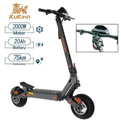Kukirin G4 70km/h och 75km räckvidd, 2000W 20AH, 11" terrängdäck, 6-lätt säkerhetssystem elektrisk skoter