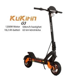 Kukirin G3 1200W motor 18AH, räckvidd 63 km, hastighet 50 km/h, 10-tums däck, IP54 vattenskoter