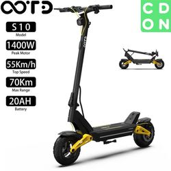 OOTD S10 48V20AH batteri, räckvidd 70 km, 1400W motor, 10-tums däck, maximal hastighet 55 km/h, hopfällbar elscooter