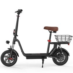 iScooter i12 elektrisk skoter med säte,500W motor,räckvidd 35km,maxhastighet 25km/h,12 tums däck,dubbel fjädring,svart