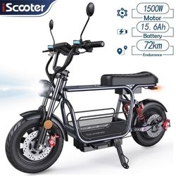 Elscooter iScooter DX5 Hopfällbar 1500W motor 48V 15,6Ah Batteri 15*3,0" Hållbara däck Shopping E-scooter Hydrauliska skivbromsar NFC