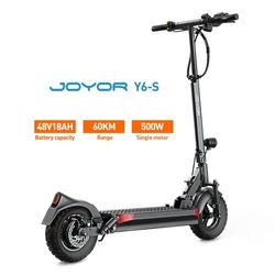 JOYOR Y6-S Vikbar elektrisk skoter 500W, 18Ah batteriområde upp till 60km, 10 tum däck,topphastighet 45km/h, främre och bakre skivbromsar