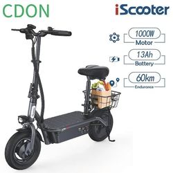 iScooter F3 City elscooter, 48V 13Ah batteri, 1000W motor, räckvidd 55-60 km, svart