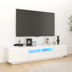 vidaXL tv-skab med LED-lys 180x35x40 cm hvid - TV-møbler