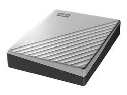 WD My Passport Ultra for Mac WDBPMV0050BSL - Hårddisk - krypterad - 5 TB - extern (bärbar) - USB 3.1 (USB-C stikforbindelse) - 256-bit AES - silver