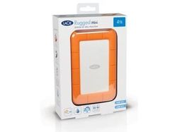 LaCie Rugged Mini - Harddisk - 4 TB - ekstern (bærbar) - USB 3.0 - 5400 rpm - 256-bit AES - med Seagate Rescue Data Recovery