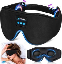 Trådlös 3D Sömnmask med Bluetooth Hörlurar & Musik, Sovhörlurar för Bättre Sömn