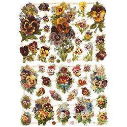 Die Cut Vintage - Fleurs Pensées - 2 ark