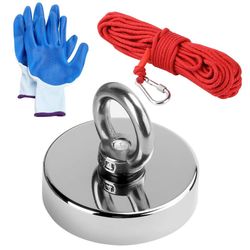 INF Magnet av neodym / fiskemagnet 80 kg med tau og hansker