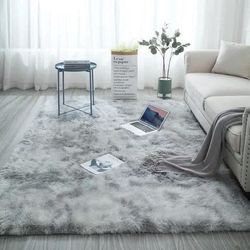 Shaggy matta, enkelt modernt fluffigt vardagsrum sovrum ultramjuk mikrofiber - ljusgrå-80*160cm-YOLISTAR