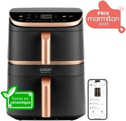 COSORI Oljefri Fritös - Turbo Tower Pro Smart - 10,8L Kapacitet - 2 Tankar - 7 Program - 2630W - Svart