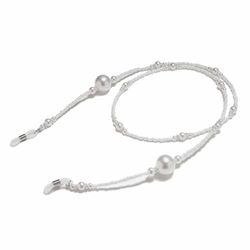 Senil String Brilklasset briller ledningshalsestrop med perler - Hvid