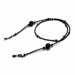 Senil String Brilklasset briller ledningshalsestrop med perler - Sort