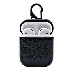 Svart Apple AirPods 1/2 Väska Fodral Skyddsfodral i Skinn Läder
