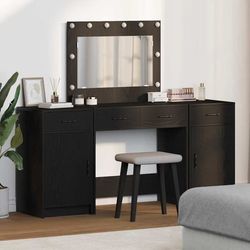 Makeupbord med LED-belysning - Modern Style | Farve: Sort | Størrelse: 40x41x75 cm