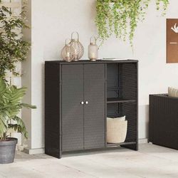 Moderne opbevaringsskab i rattan - Stilig opbevaring | Farve: Sort | Størrelse: 100 x 36 x 102 cm