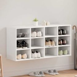 Skoskab med hylder - Slidstærkt konstrueret træ | Farve: Hvid | Størrelse: 103x30x51 cm