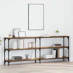 Konsolbord i industriel stil - Slidstærkt træ og metal | Størrelse: 200x29x75 cm